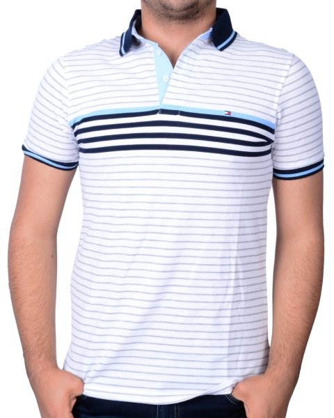 POLO YAKA -REGULAR/SLİM FİT BEYAZ/MAVİ