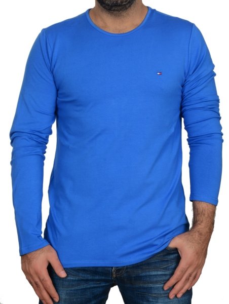 SIFIR YAKA-RAGULAR/SLİM FİT SAKS MAVİ