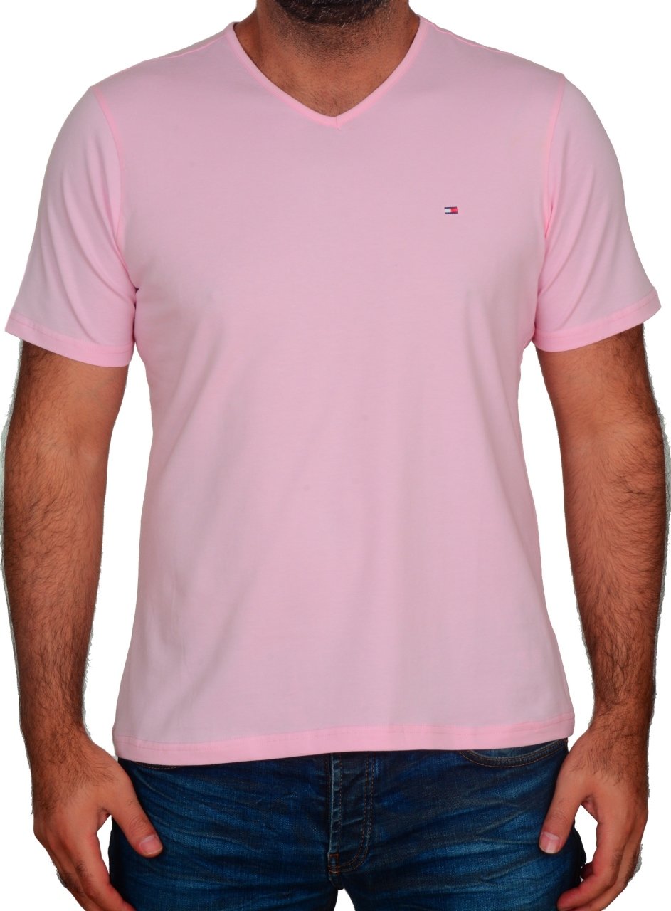 V YAKA-REGULAR/SLİM FİT PEMBE