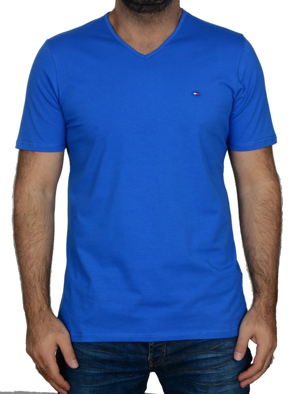 V YAKA-REGULAR/SLİM FİT SAKS MAVİ