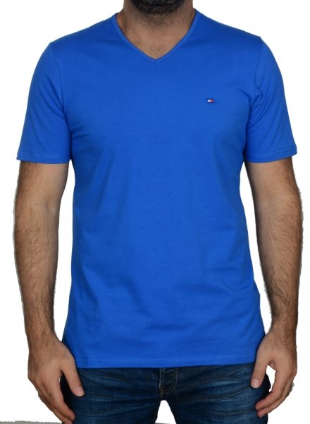 V YAKA-REGULAR/SLİM FİT SAKS MAVİ